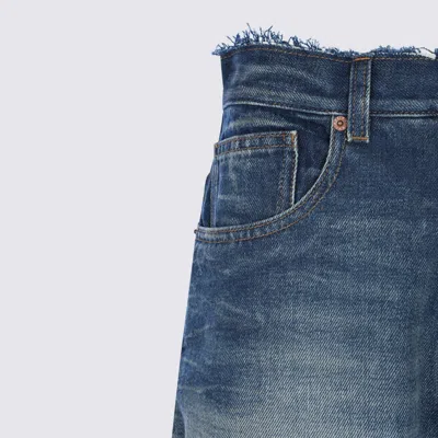 Mm6 Maison Margiela Blue Cotton Relaxed Fit Jeans In Multi