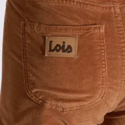 Lois Jeans Corduroy Logo-patch Jeans In Brown