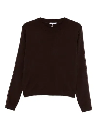 Patrizia Pepe Crew-neck Wool Sweater In Brown