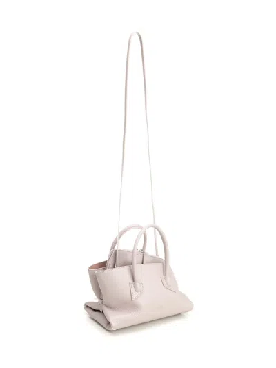 Attico La Passeggiata Mini Grained Leather Handbags Grey In White