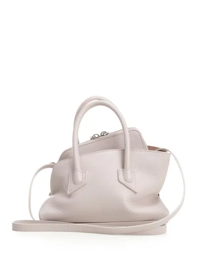 Attico La Passeggiata Mini Grained Leather Handbags Grey In White