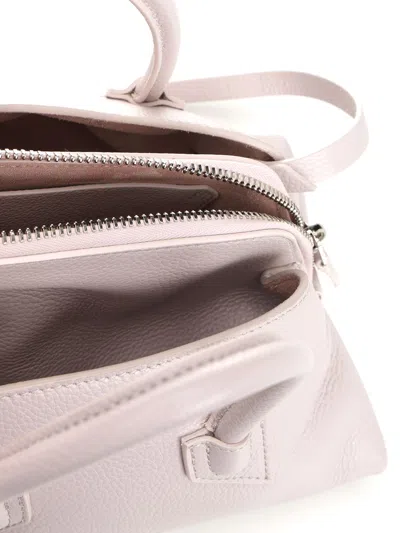 Attico La Passeggiata Mini Grained Leather Handbags Grey In White