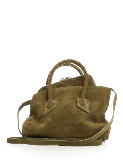 Attico La Passeggiata Mini Suede Handbags Green In Green