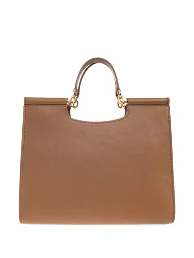 Dolce & Gabbana Women Leather Tote Bag With Top Handle In Brown