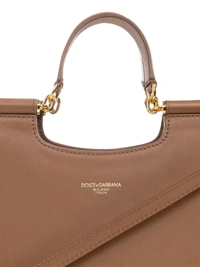 Dolce & Gabbana Women Leather Tote Bag With Top Handle In Brown