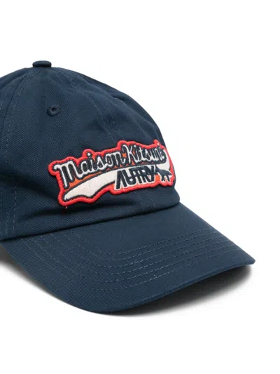 Autry X Maison Kitsune Logo Baseball Cap In Blue