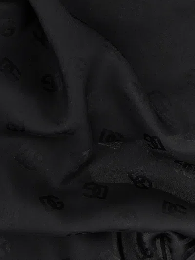 Dolce & Gabbana Logo Scarf Scarves And Foulards Black In Blue