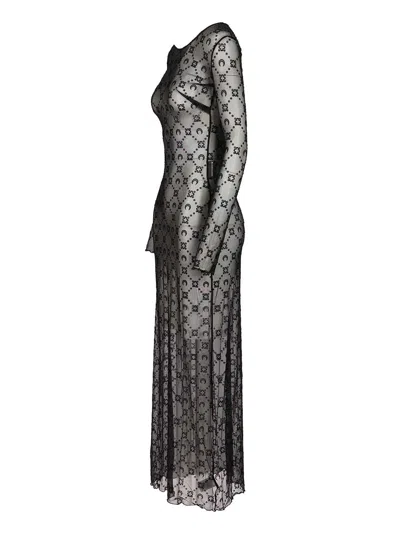 Marine Serre Long Dress Moonogram Dresses Black In Black