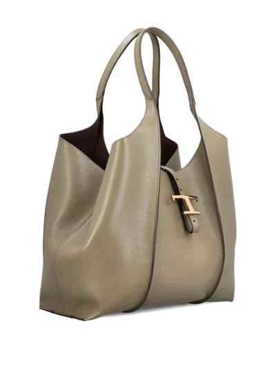 Tod's Tods Medium Leather Tote Bag In Gray