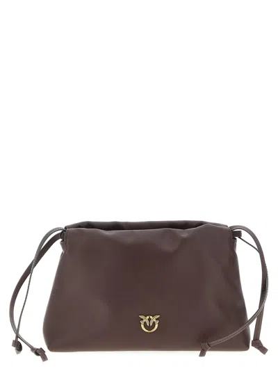 Pinko Mini Leather Clutch Bordeaux In Brown
