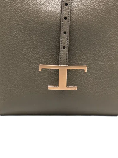 Tod's T-buckle Leather Shoulder Bag In Gray