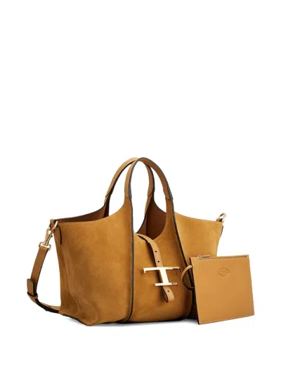 Tod's T Timeless Mini Shopping Bag In Suede In Orange