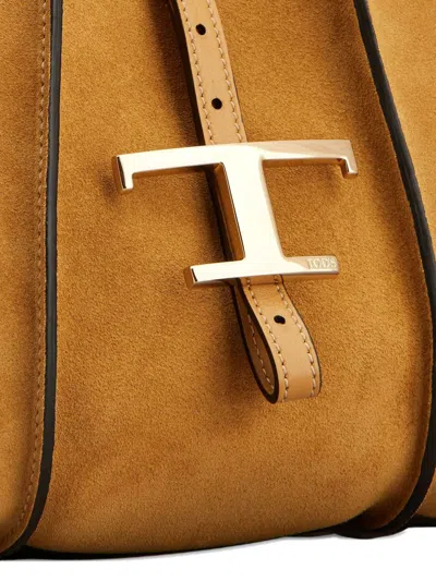 Tod's T Timeless Mini Shopping Bag In Suede In Orange