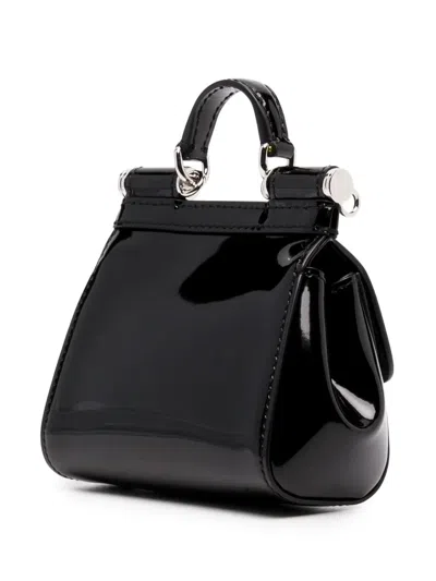 Dolce & Gabbana Women Mini Tote Bag With Logo Plaque In Black