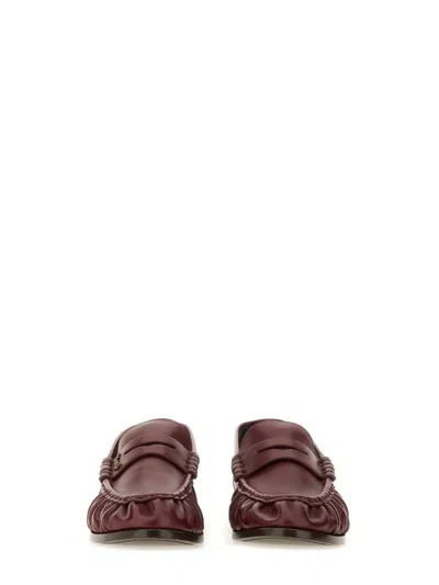 Saint Laurent Logo-plaque Pleated-effect Loafers In Brown