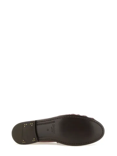 Saint Laurent Logo-plaque Pleated-effect Loafers In Brown