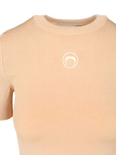 Marine Serre Moon Top T-shirt Beige In Brown