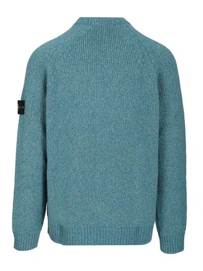 Stone Island Mouliné Wool Sweater Knitwear Blue In Blue