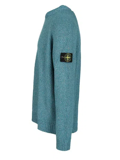 Stone Island Mouliné Wool Sweater Knitwear Blue In Blue