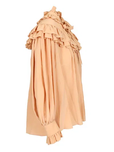 Chloé Oversized Top With Ruffles In Pink