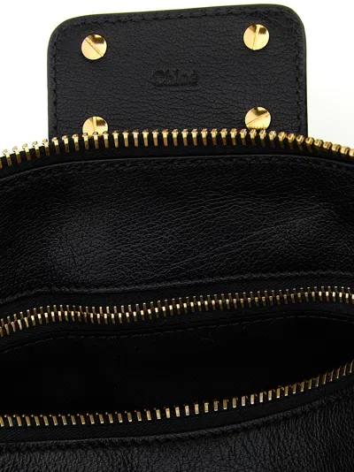 Chloé Structured Shoulder Bag With Padlock And Studs In Black