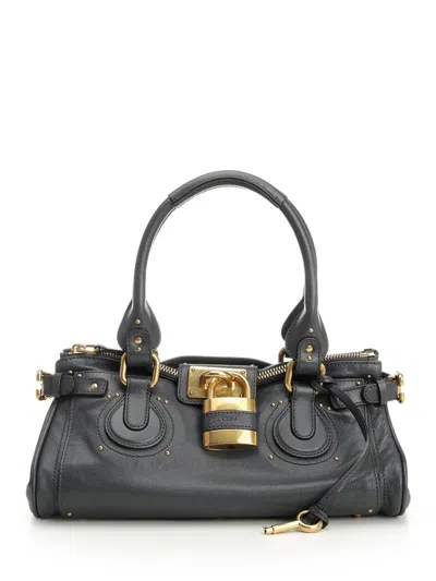 Chloé Chloe Paddington Grained Leather Shoulder Bag In Gray