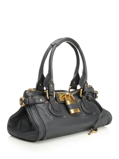 Chloé Chloe Paddington Grained Leather Shoulder Bag In Gray