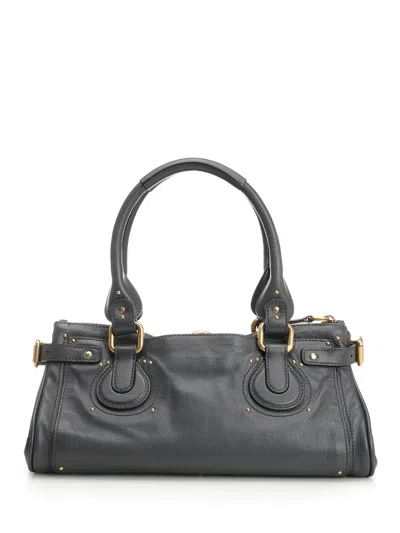 Chloé Chloe Paddington Grained Leather Shoulder Bag In Gray