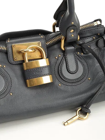 Chloé Chloe Paddington Grained Leather Shoulder Bag In Gray