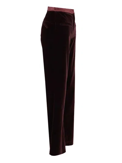 Federica Tosi Pantalone Tasche A Filetto Velluto Pontoglio Trousers Bordeaux In Burgundy
