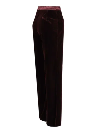 Federica Tosi Pantalone Tasche A Filetto Velluto Pontoglio Trousers Bordeaux In Burgundy