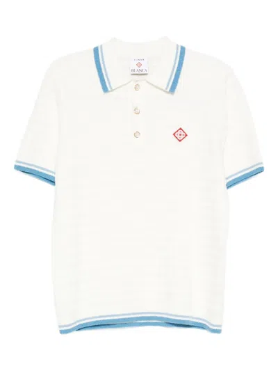 Casablanca White Shirt With Classic Collar And Chest Logo Patch In Cotton Man In White
