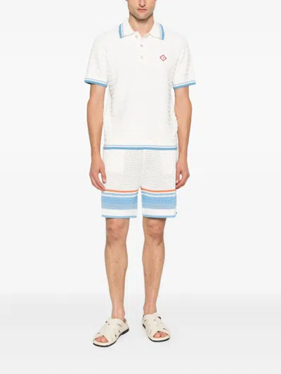 Casablanca White Shirt With Classic Collar And Chest Logo Patch In Cotton Man In White