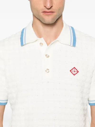 Casablanca White Shirt With Classic Collar And Chest Logo Patch In Cotton Man In White