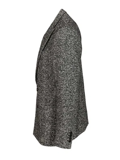 Dolce & Gabbana Portofino Double-breasted Jacket With Chevron Pattern In Gray