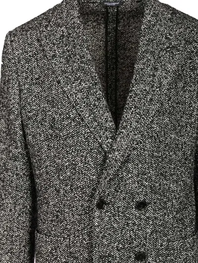 Dolce & Gabbana Portofino Double-breasted Jacket With Chevron Pattern In Gray