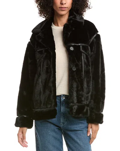 Nvlt Mink Faux Fur Jacket In Green