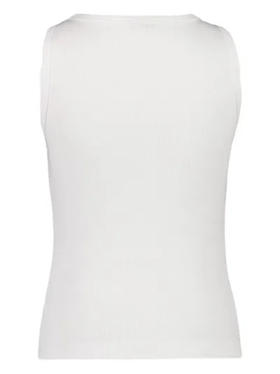 Casablanca Women Ribbed Tank Top With Logo Plaque In White