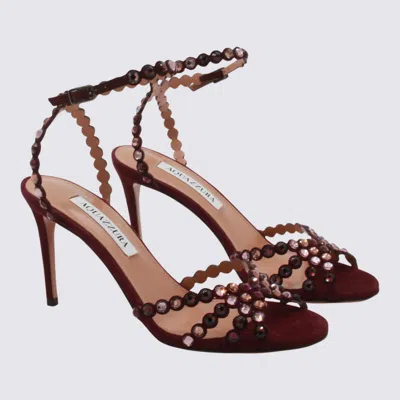 Aquazzura Dark Red Leather Tequila 85 Sandal In Burgundy