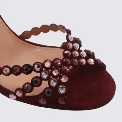Aquazzura Dark Red Leather Tequila 85 Sandal In Burgundy