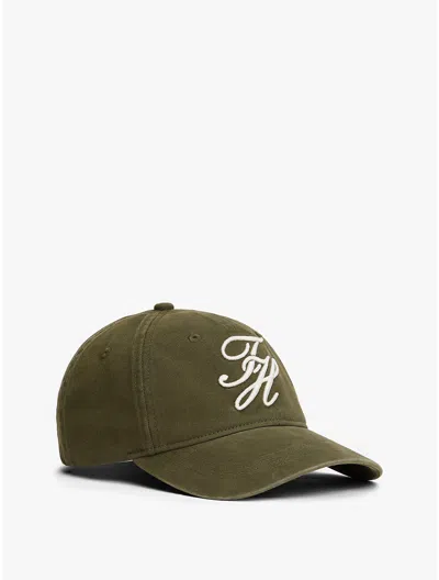 Tommy Hilfiger Embroidered Script Monogram Baseball Cap In Green