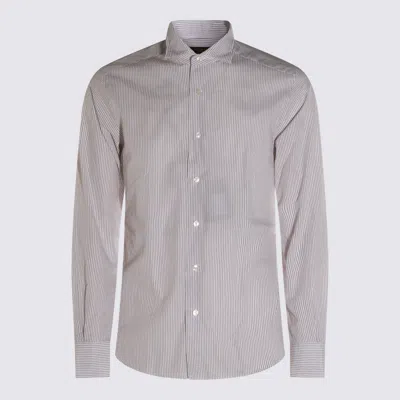 Glanshirt White And Brown Cotton Shirt In Gray
