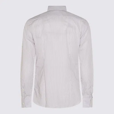 Glanshirt White And Brown Cotton Shirt In Gray