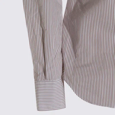 Glanshirt White And Brown Cotton Shirt In Gray