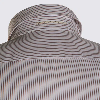 Glanshirt White And Brown Cotton Shirt In Gray