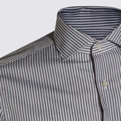 Canali Striped-pattern Long-sleeve Shirt In Gray