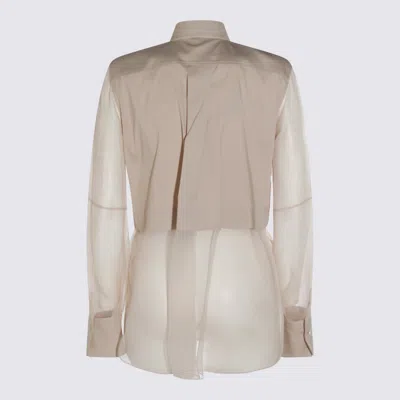 Brunello Cucinelli Longline Sheer Top Pointed Collar In Brown