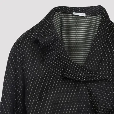 Dries Van Noten Long Sleeve Wrap Shirt With Ruffled Collar In Black