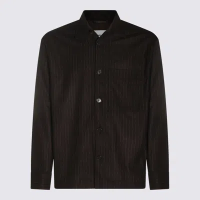 Nn07 Striped Shirt With Point Collar And Pocket In Black