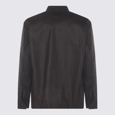 Nn07 Striped Shirt With Point Collar And Pocket In Black